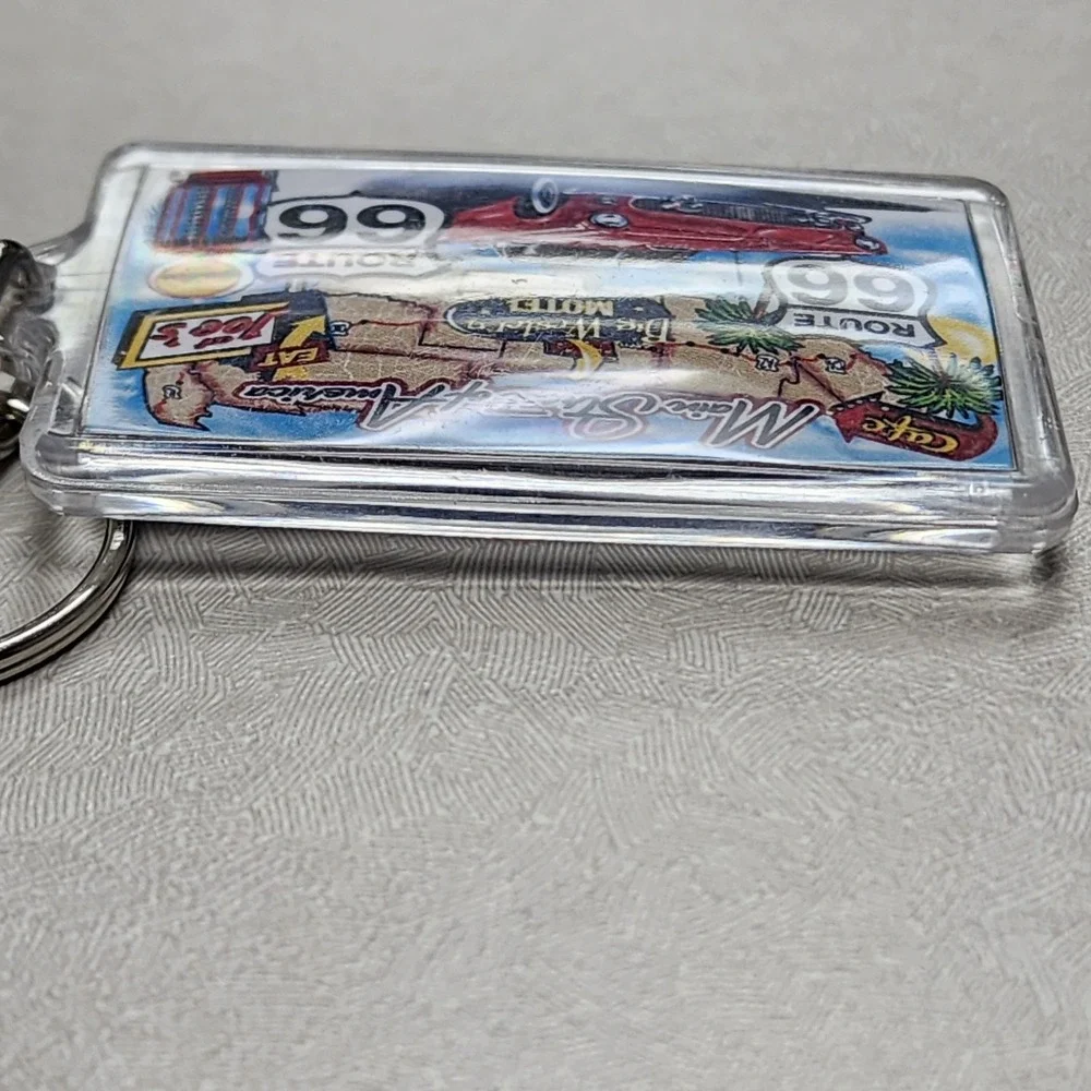 Vintage Route 66 Main Street Of America Car Lucite Keychain Key Ring Collectible